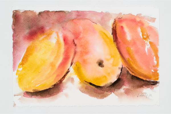 Juicy Mangoes, Watercolour on Ripple, 11x7.5 in.